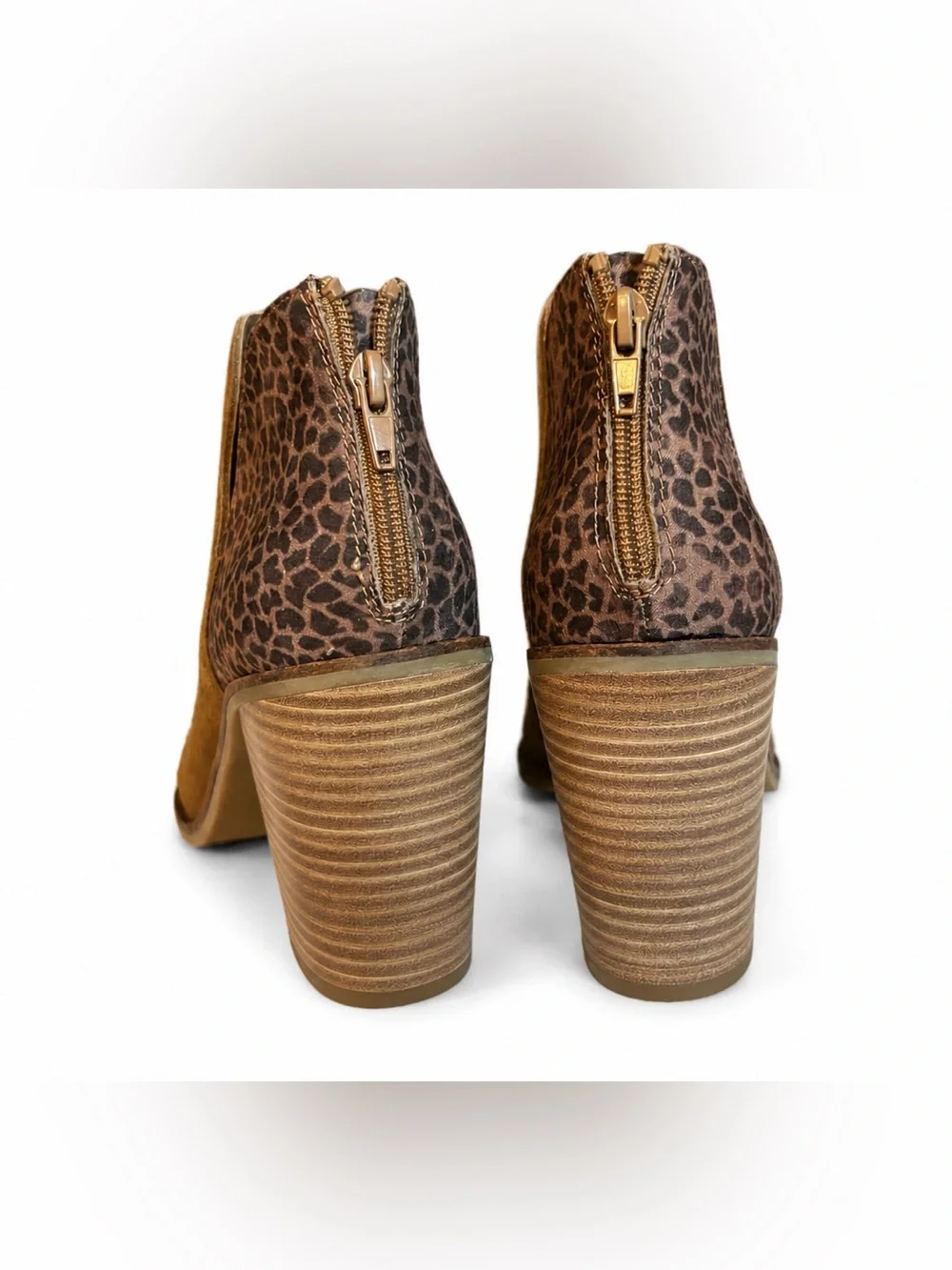 DV by Dolce Vita Suede Leopard Print Block Heel Ankle Booties Size 10 NWOB